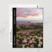 Azoreaanse stad in zonsondergang briefkaart (Voorkant / Achterkant)