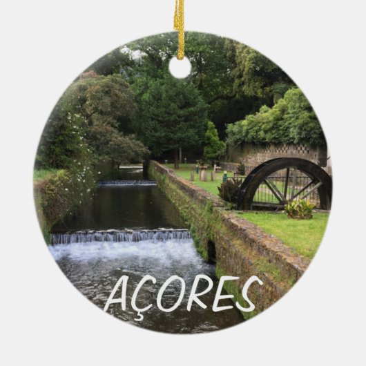 Azoren: Aangepaste kerstversiering voor Furnas Keramisch Ornament (Achterkant)