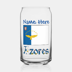 Azoren Azoriaanse Vlag Blauw Personalisatie  Blikvorm Glas