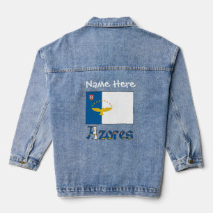Azoren Azoriaanse Vlag Gepersonaliseerde Witte Naa Denim Jacket