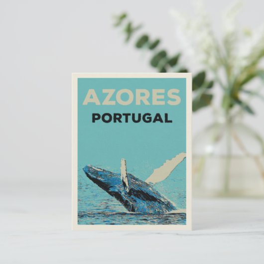 Azoren bulgwalvis illustratie Portugal Briefkaart (Staand voorkant)