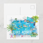 Azoren Eilanden Portugal Geïllustreerde Reisgids  Briefkaart (Voorkant / Achterkant)