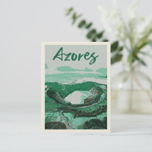 Azoren eilanden vulkanische meren illustratie briefkaart (Staand voorkant)