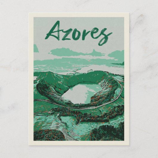 Azoren eilanden vulkanische meren illustratie briefkaart (Voorkant)