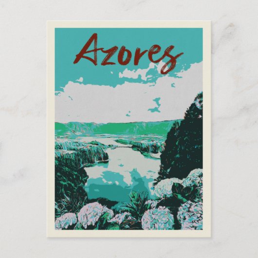 Azoren eilanden vulkanische meren illustratie briefkaart (Voorkant)