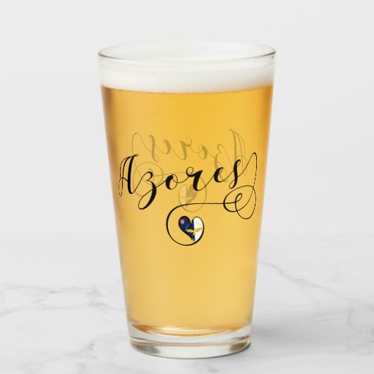 Azoren Flag Heart, Portugal, Azorean Glas (Voorkant gevuld)