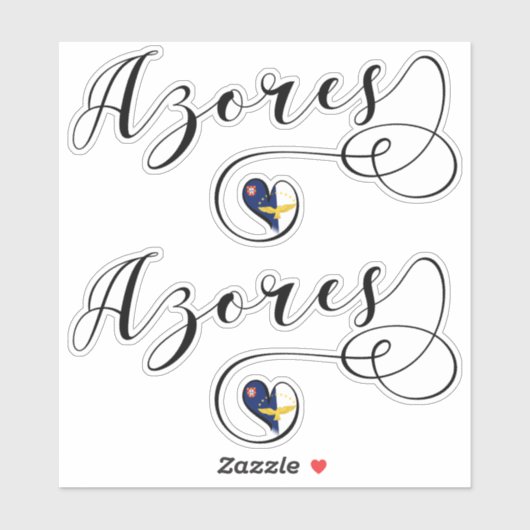 Azoren Flag Heart, Portugal, Azorean Sticker (Vel)