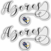 Azoren Flag Heart, Portugal, Azorean Sticker (Voorkant)