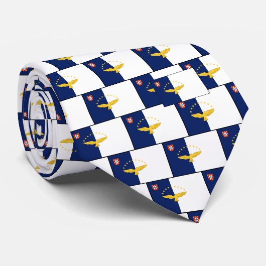 Azoren Flag Mannen Stropdas/Gravata Stropdas (Opgerold)