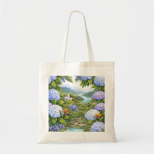 Azoren Hortensia Eiland Landschap Tote Bag (Voorkant)