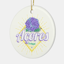 Azoren Hydrangea Bloemeneiland Portugal Vintage Keramisch Ornament