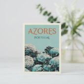 Azoren hydrangeas illustration Portugal Briefkaart (Staand voorkant)