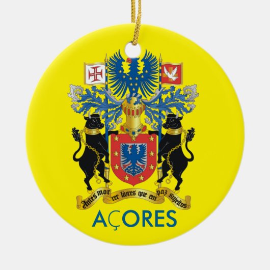 Azoren- kerstversiering met vlag keramisch ornament (Voorkant)