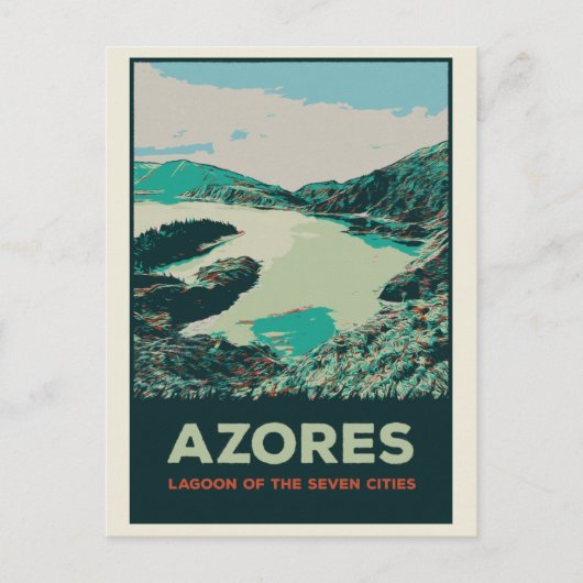Azoren lagune van 7 steden illustratie Portugal Briefkaart (Voorkant)