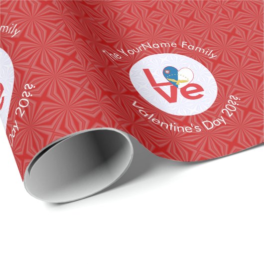 Azoren LOVE Hearth Flag Valentijn Gepersonaliseerd Cadeaupapier (Rol Hoek)