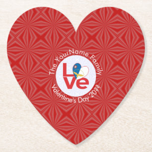 Azoren LOVE Hearth Flag Valentijn Gepersonaliseerd Kartonnen Onderzetters