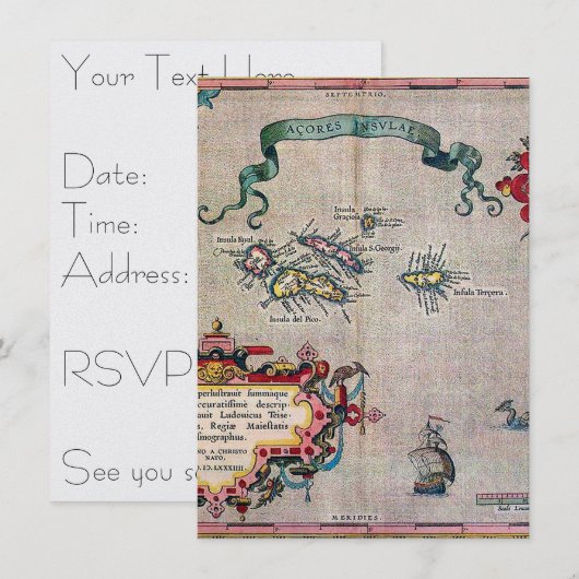 Azoren - Oude kaart -  verzonken Exploratie (Voorkant / Achterkant)