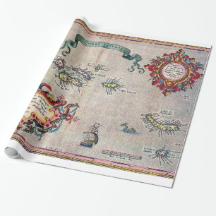 Azoren - Oude kaart -  verzonken Exploratie Cadeaupapier