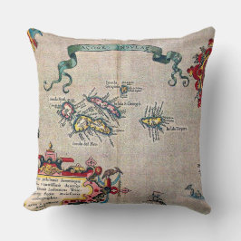 Azoren - Oude kaart -  verzonken Exploratie Kussen