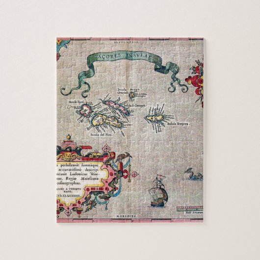 Azoren - Oude kaart - verzonken Exploratie Legpuzzel (Verticaal)