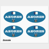 Azoren (Portugal) Europese stijl ovale Sticker (Vel)
