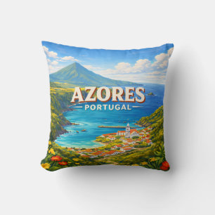 Azoren Portugal Vintage Reisposter Kussen