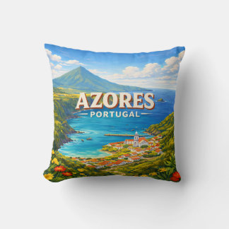 Azoren Portugal Vintage Reisposter Kussen