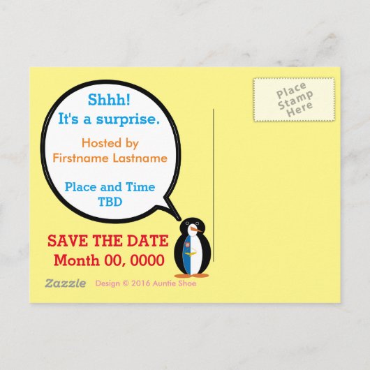 Azoren praten Ms Penguin gepersonaliseerd Aankondigingskaart (Achterkant)