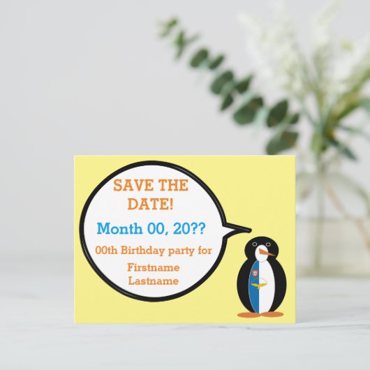 Azoren praten Ms Penguin gepersonaliseerd Aankondigingskaart (Staand voorkant)