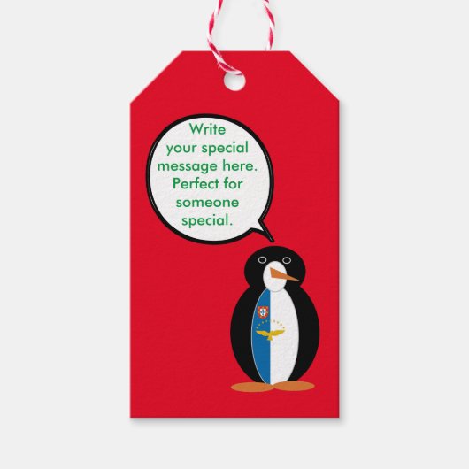 Azoren praten Ms Penguin gepersonaliseerd Cadeaulabel (Voorkant)