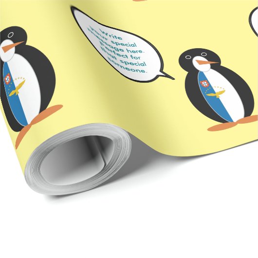 Azoren praten Ms Penguin gepersonaliseerd Cadeaupapier (Rol Hoek)