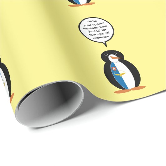 Azoren praten Ms Penguin gepersonaliseerd Cadeaupapier (Rol Hoek)