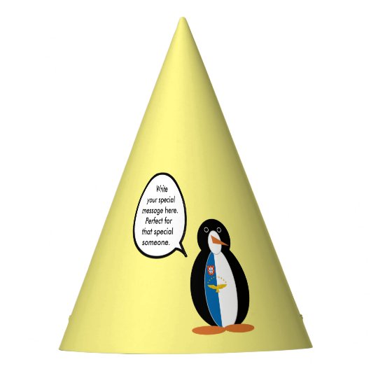 Azoren praten Ms Penguin gepersonaliseerd Feesthoedjes (Voorkant)