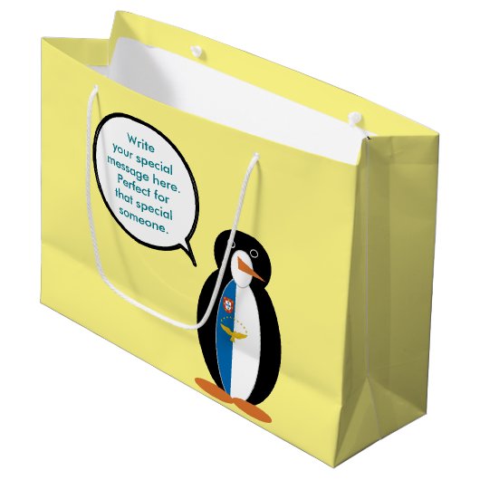 Azoren praten Ms Penguin gepersonaliseerd Groot Cadeauzakje (Voorkant Gekanteld)