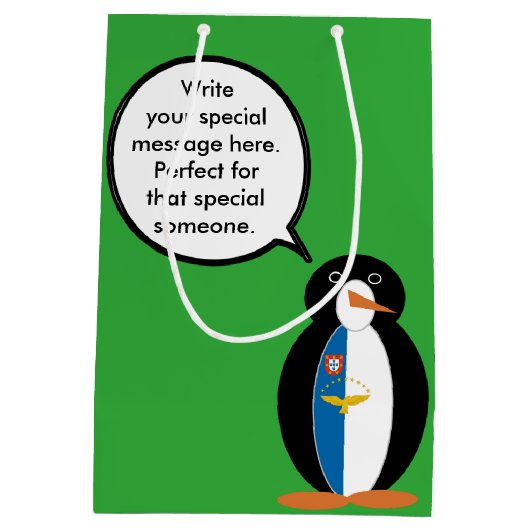 Azoren praten Ms Penguin gepersonaliseerd Medium Cadeauzakje (Achterkant)