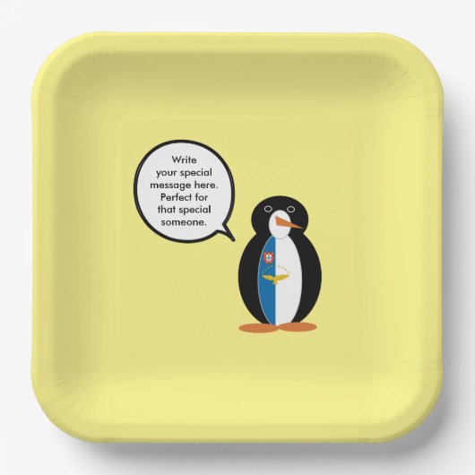 Azoren praten Ms Penguin gepersonaliseerd Papieren Bordje (Voorkant)