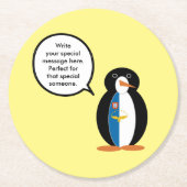 Azoren praten Ms Penguin gepersonaliseerd Ronde Kartonnen Onderzetter (Voorkant)