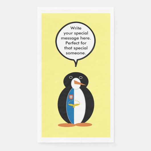 Azoren praten Ms Penguin gepersonaliseerd Servet (Voorkant)
