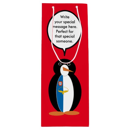 Azoren praten Ms Penguin gepersonaliseerd Wijn Cadeautas (Voorkant)