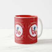 Azoren Red Love Heart gepersonaliseerd Tweekleurige Koffiemok (Voorkant rechts)