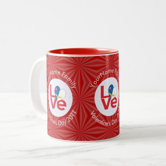 Azoren Red Love Heart gepersonaliseerd Tweekleurige Koffiemok (Voorkant links)