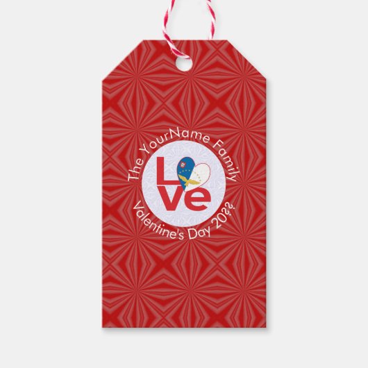 Azoren Rode LOVE Vlag gepersonaliseerd Cadeaulabel (Voorkant)