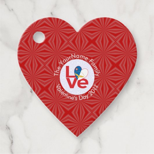 Azoren Rood LIEFDE Vlag Persoonlijk Bedankjes Labels (Voorkant)