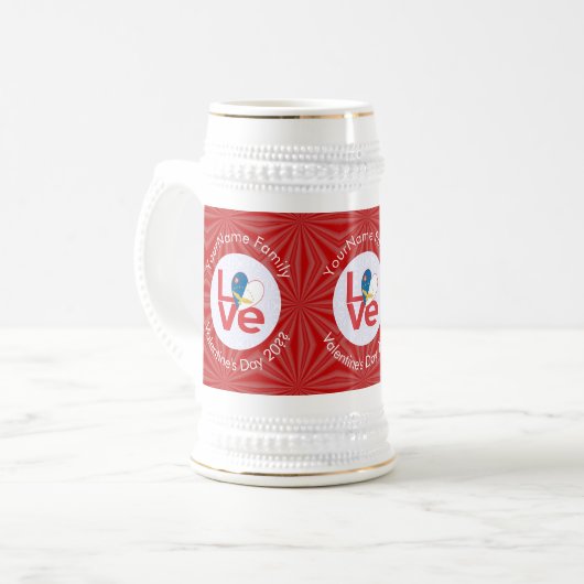 Azoren Rood LOVE Vlag Gepersonaliseerd Bierpul (Voorkant links)