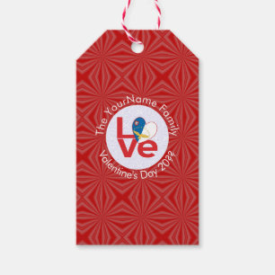 Azoren Rood LOVE Vlag Gepersonaliseerd  Cadeaulabel