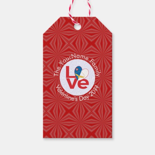 Azoren Rood LOVE Vlag Gepersonaliseerd  Cadeaulabel (Voorkant)