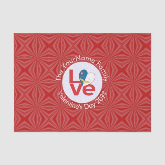 Azoren Rood LOVE Vlag Gepersonaliseerd  Tissuepapier (Voorkant)