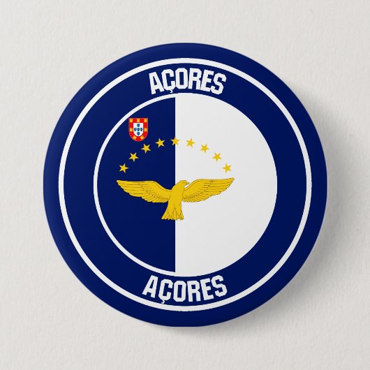 Azoren Round Emblem Ronde Button 7,6 Cm (Voorkant)