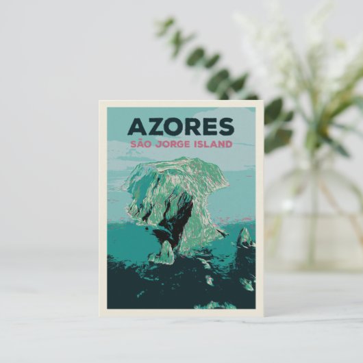 Azoren Saint Jorge eiland, Portugal Illustratie Briefkaart (Staand voorkant)