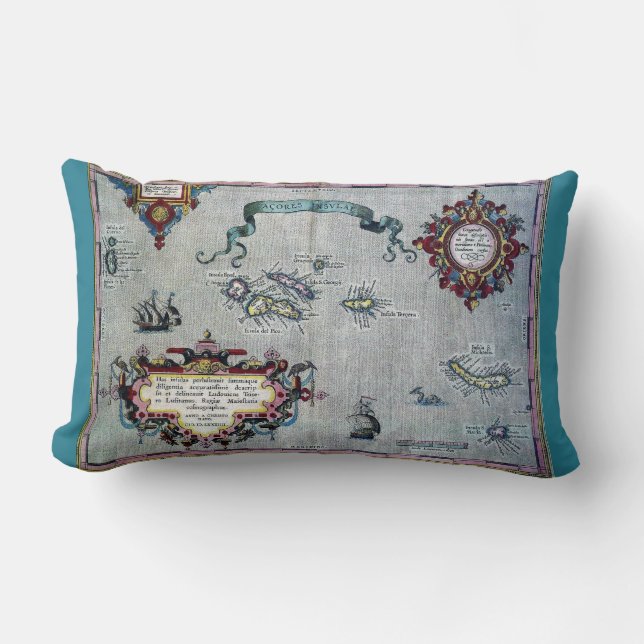 Azoren Soft Historic Map Pillow Kussen (Voorkant)